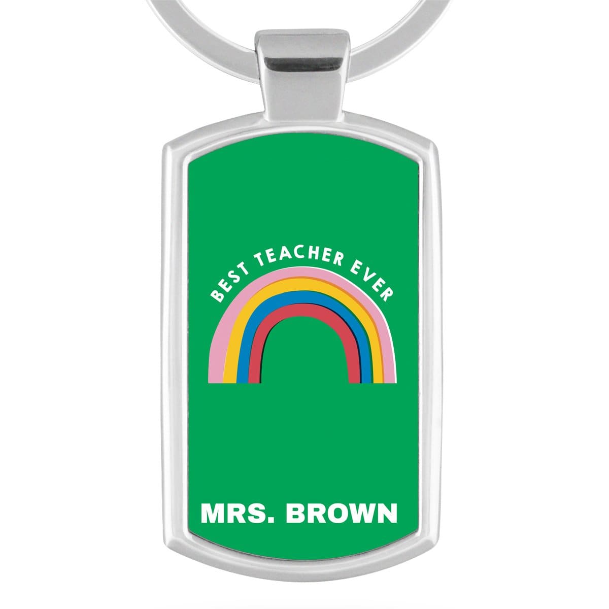 Personalised Best Teacher Ever Rainbow Keyring